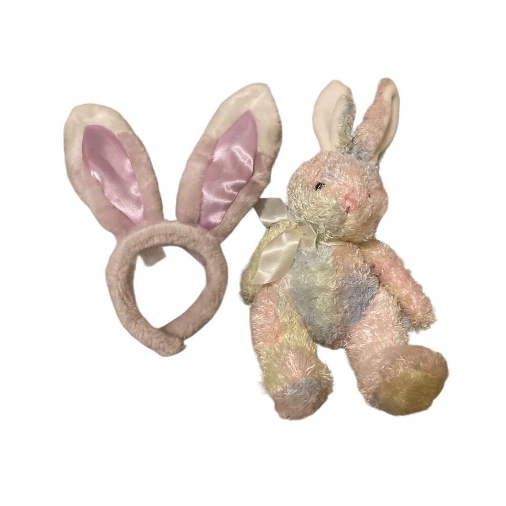 Plush Bunny Rabbit Ears Headband Stuffed Animal Neon Kids Children Toys Toy Cute